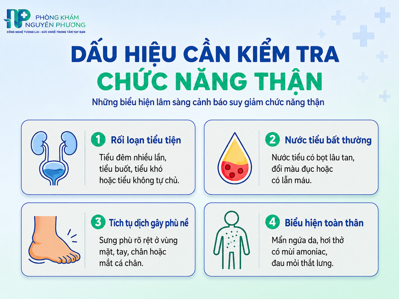 Các triệu chứng lâm sàng cảnh báo cơ thể cần thực hiện xét nghiệm chức năng thận