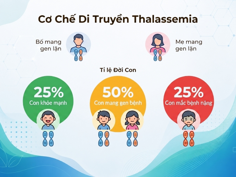 Sơ đồ cơ chế di truyền gen bệnh tan máu bẩm sinh Thalassemia