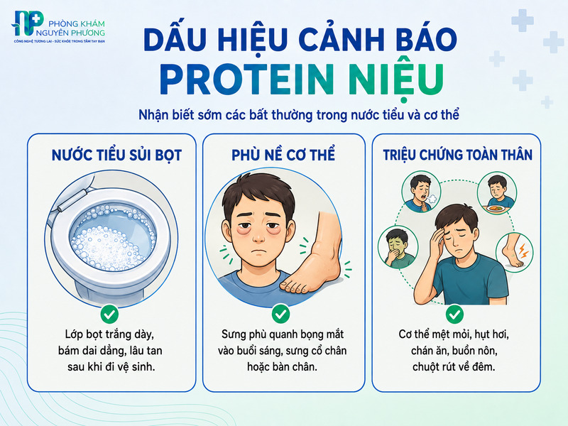Các biểu hiện lâm sàng cảnh báo tình trạng rò rỉ đạm trong nước tiểu
