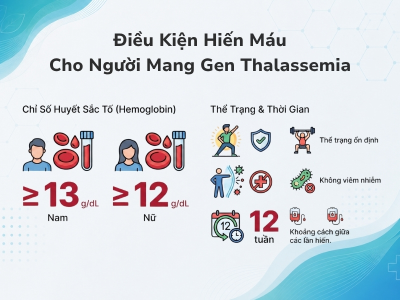 Các điều kiện y tế bắt buộc để người mang gen Thalassemia được hiến máu