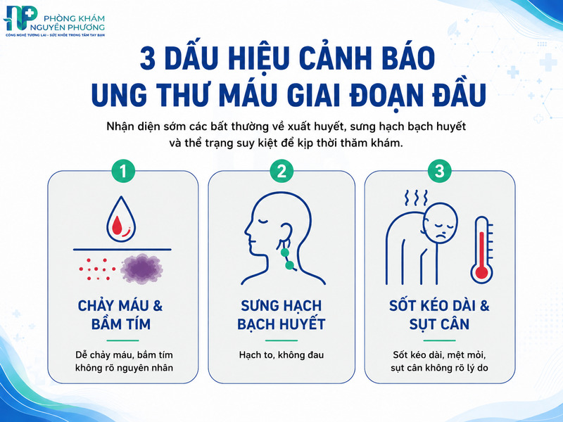 Các triệu chứng lâm sàng phổ biến cảnh báo hệ tạo máu đang gặp tổn thương.