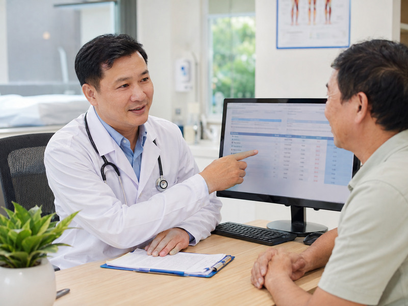 Bác sĩ tư vấn kết quả xét nghiệm chức năng thận cho bệnh nhân