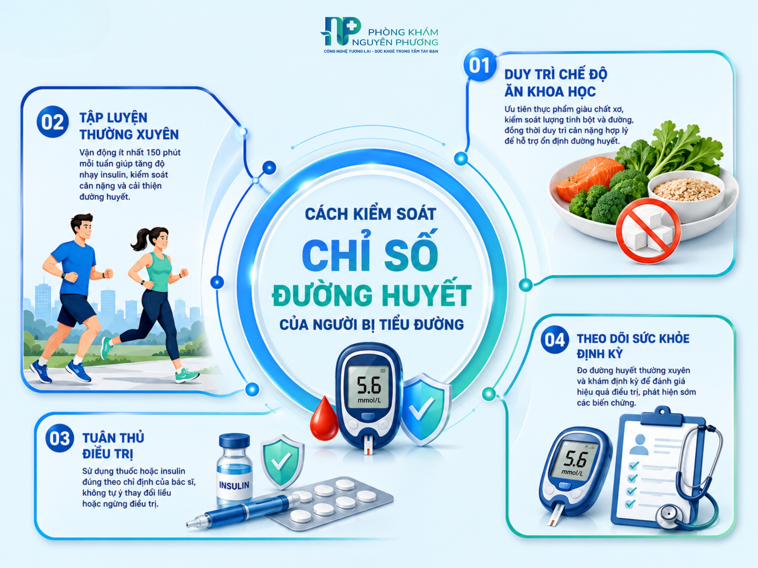 Các cách kiểm soát chỉ số đường huyết của người bị tiểu đường
