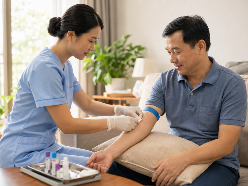 Nhân viên y tế lấy mẫu máu xét nghiệm cho bệnh nhân