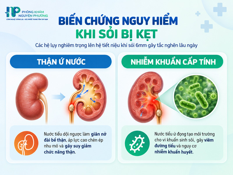 Các biến chứng nguy hiểm khi sỏi thận 6mm mắc kẹt kéo dài