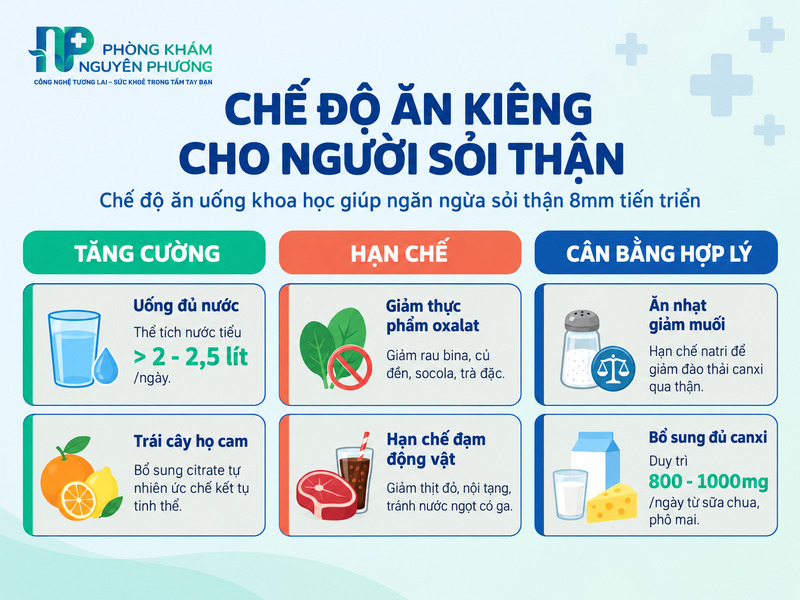 Chế độ ăn uống khoa học giúp ngăn ngừa sỏi thận tiến triển