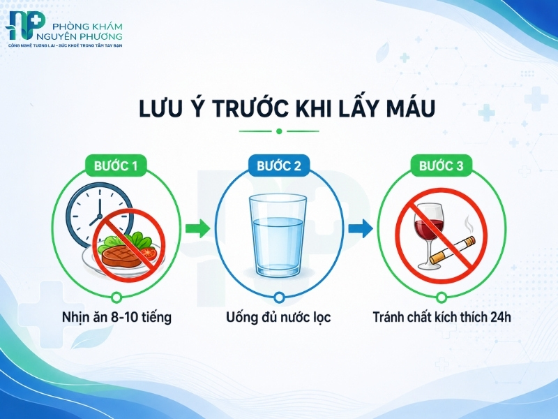 Những lưu ý quan trọng về ăn uống và sinh hoạt giúp kết quả xét nghiệm chính xác.